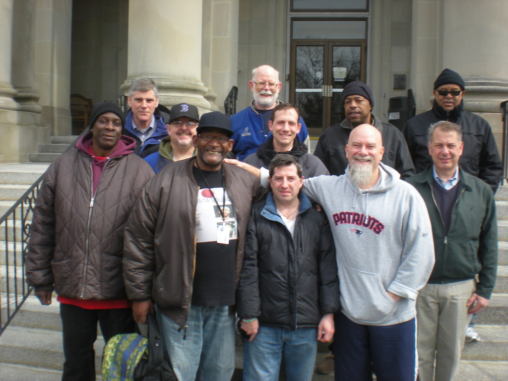 Jim Shea (second row, center) with fellow retreatants on an ISP retreat in Boston. ISP hosts Ignatian Spirituality retreats for homeless adults.
