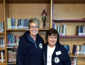 Gail Albers with Kay Clay (a volunteer from St. Alban Roe who has been volunteering in the library for the last three years)