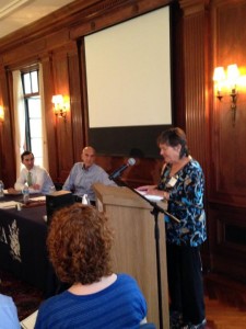 Louise Wright, Ignatian Volunteer in Baltimore, gives her testimonial to the Raskob Board
