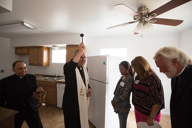 Archbishop José H. Gomez joined Habitat for Humanity LA, the Catholic Coalition and other church clergy to bless seven new residences built for families in the City of Lynwood. Photo by Victor Alemán.